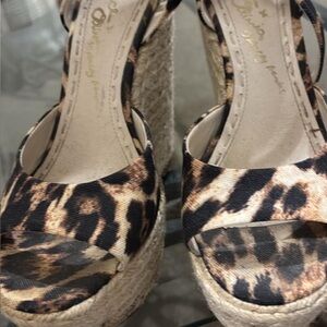 Leopard Print Wedge Sandals